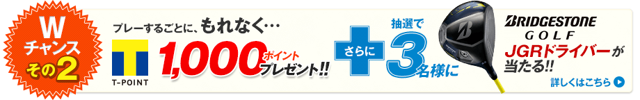 Wチャンスその2～プレーするごとにもれなくTポイント1,000ポイントプレゼント！