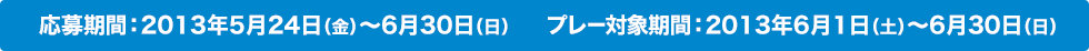 応募期間：2013年5月29日～6月30日、プレー対象期間：2013年6月1日～6月30日