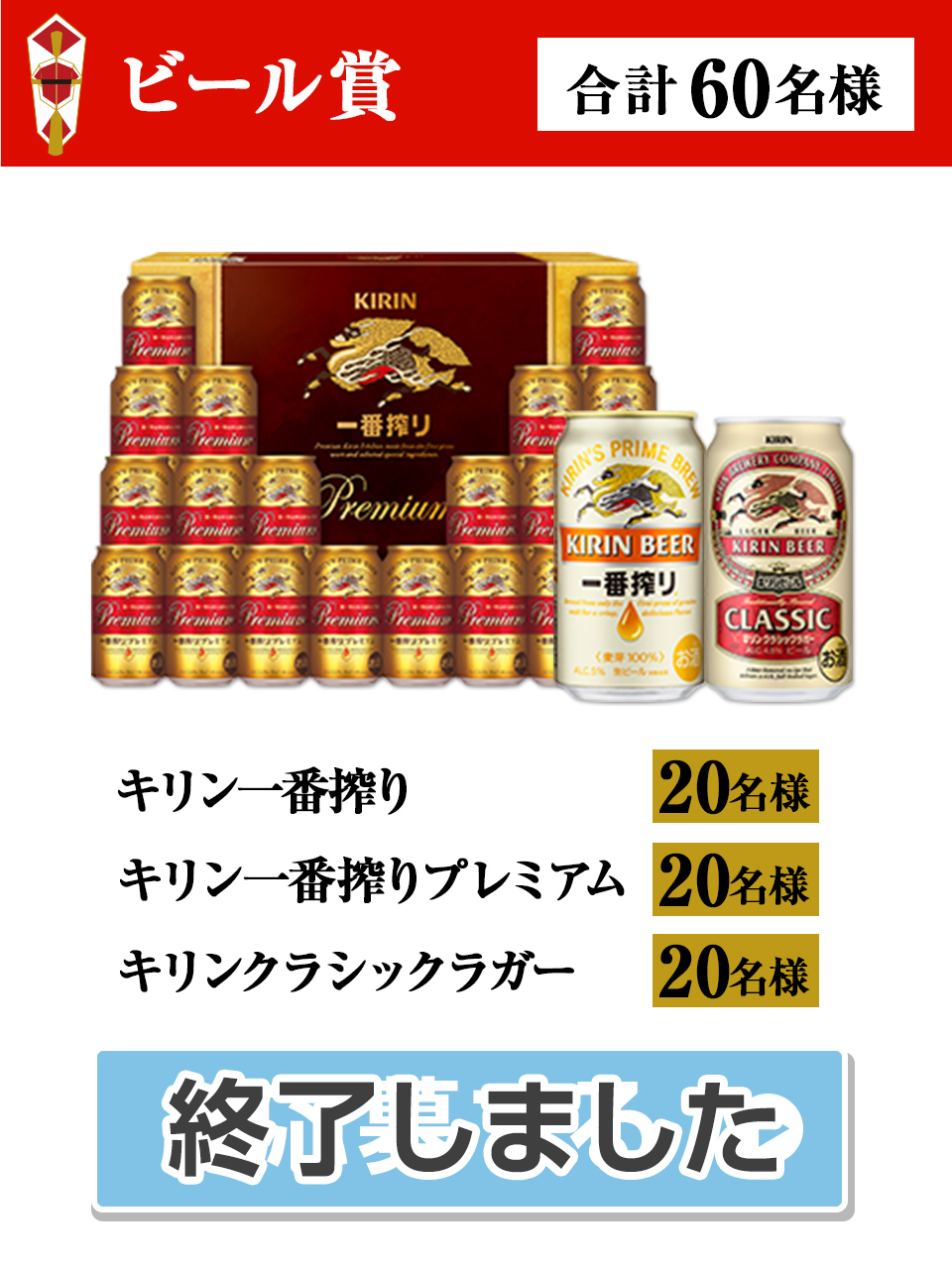 ビール賞　ビール 1ケース　60名様