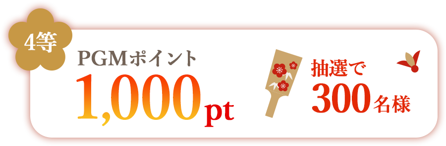 4等 PGMポイント1,000pt　抽選で300名様